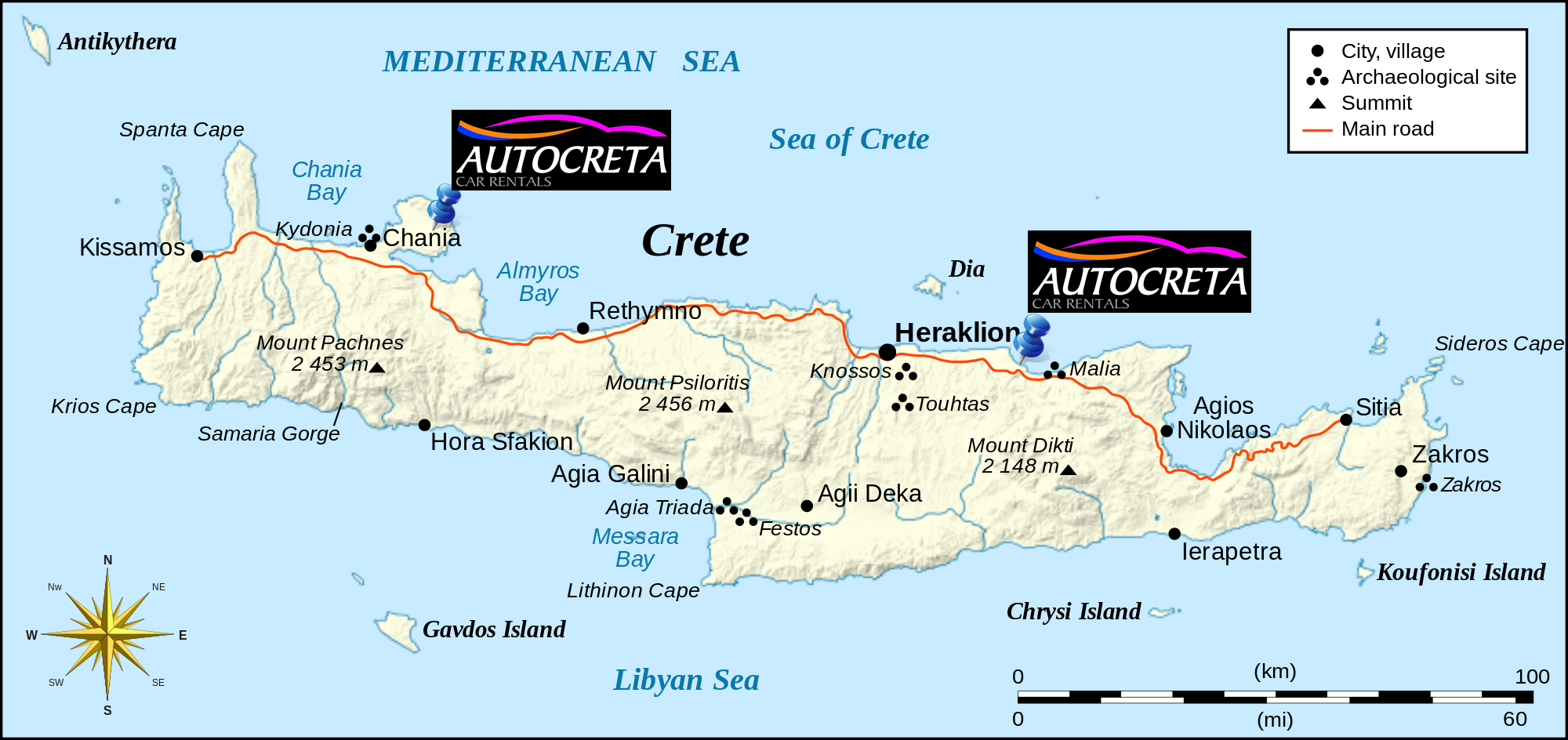 English Map Of Crete