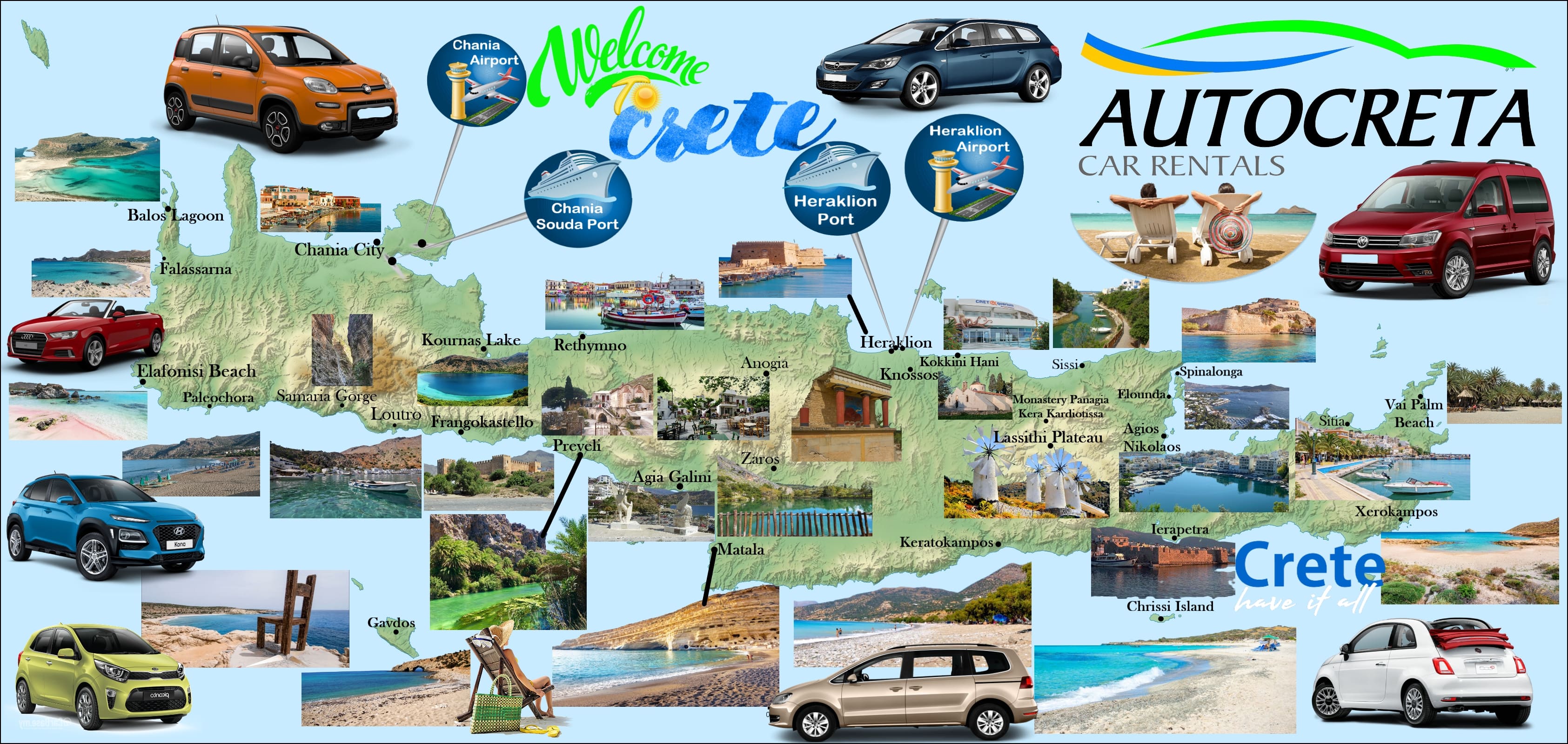 Map of Crete Autocreta Car Rentals